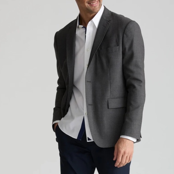 Untuckit Wrinkle Resistant Palazzo Sport Coat Blazer Gray Wool Sz 46R - Picture 2 of 15